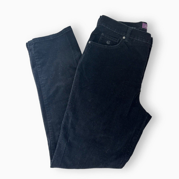 Y2K Gloria Vanderbilt Corduroy Pant Jeans Sz 14 Black Straight Leg High Rise - Picture 4 of 16